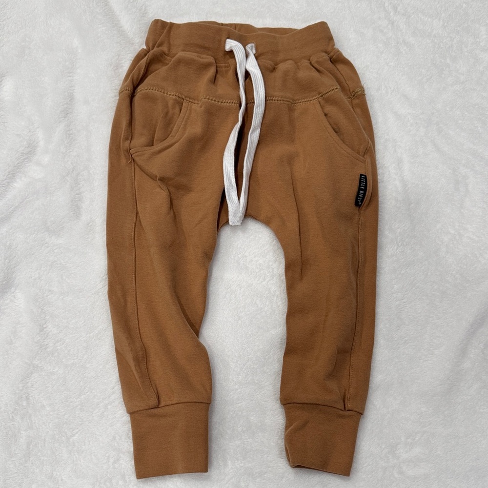 Little Bipsy Brown Kids Joggers with White Drawstring
